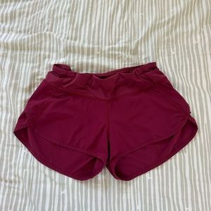 lululemon red speed up shorts